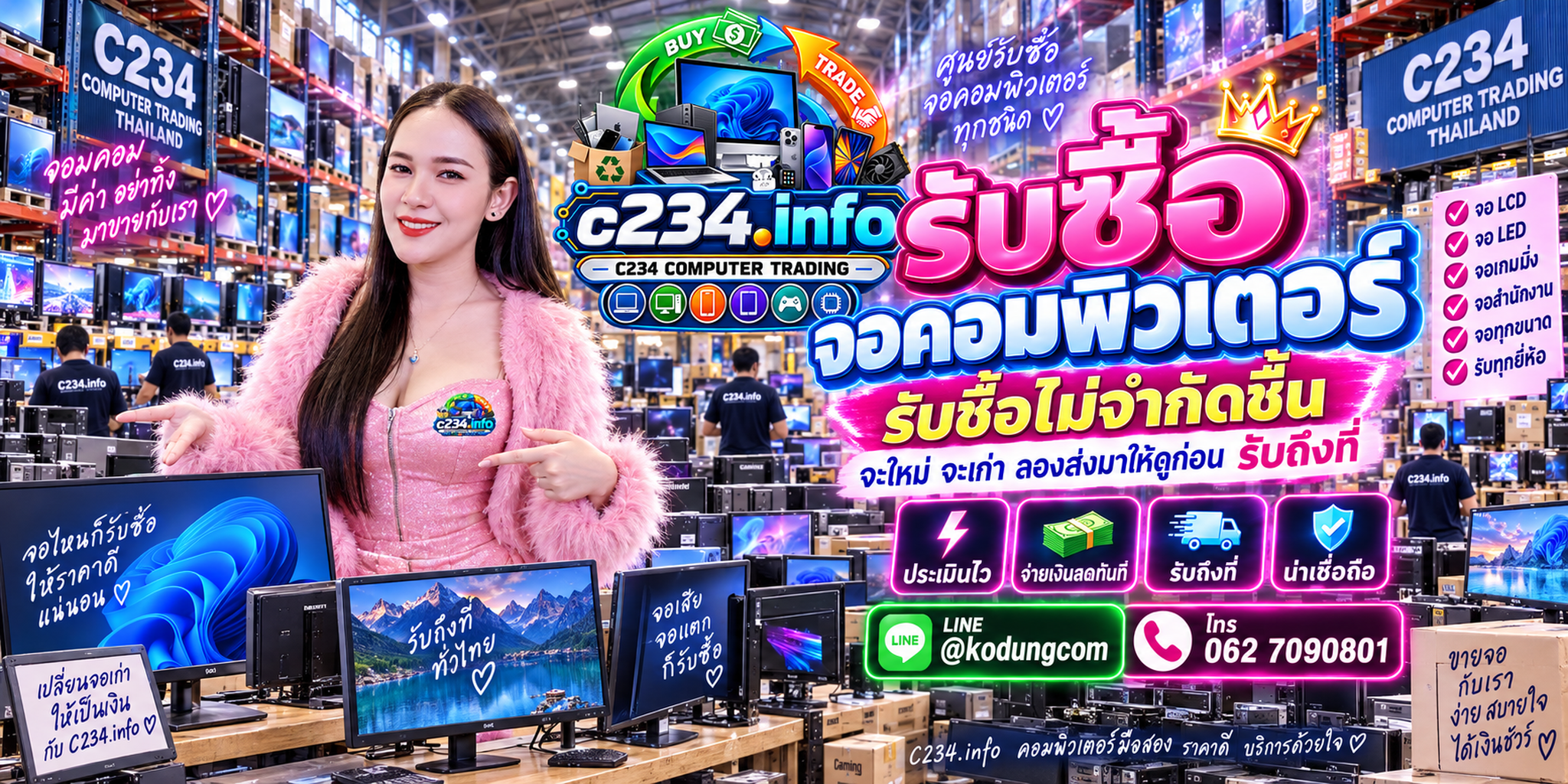 C234 Computer Trading รับซื้อจอคอมพิวเตอร์เก่า มือสอง Gaming Monitor จอสำนักงาน และจอจำนวนมาก