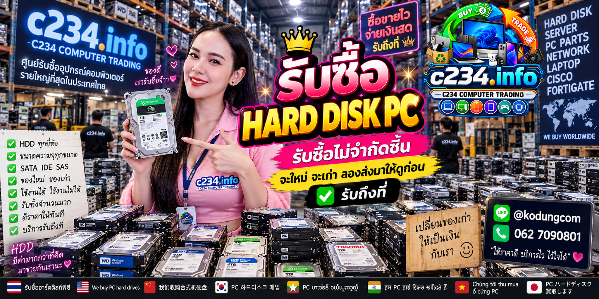 C234 Computer Trading รับซื้อ Harddisk PC และ HDD Desktop ทั้งของใช้งานได้และงานจำนวนมาก