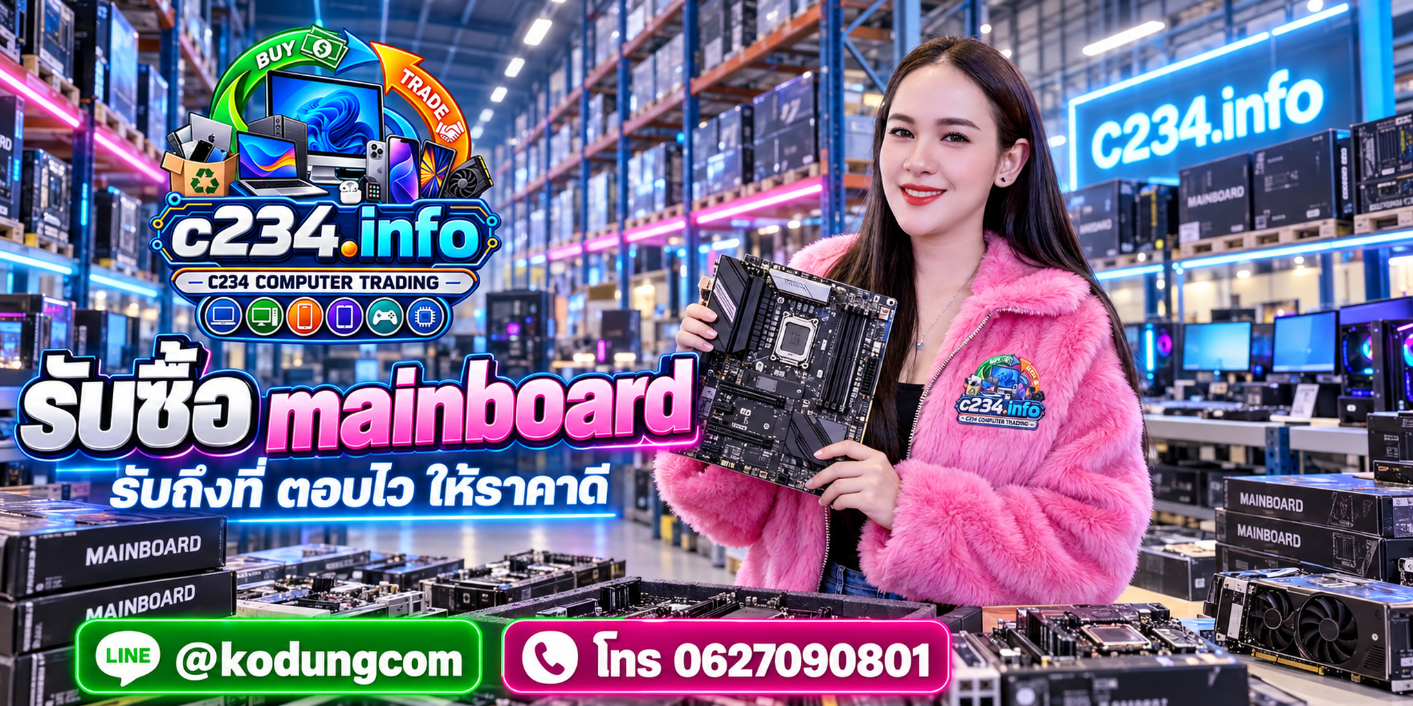 C234 Computer Trading รับซื้อ Mainboard เมนบอร์ดมือสองถึงที่ ติดต่อ LINE @kodungcom โทร 062-7090801