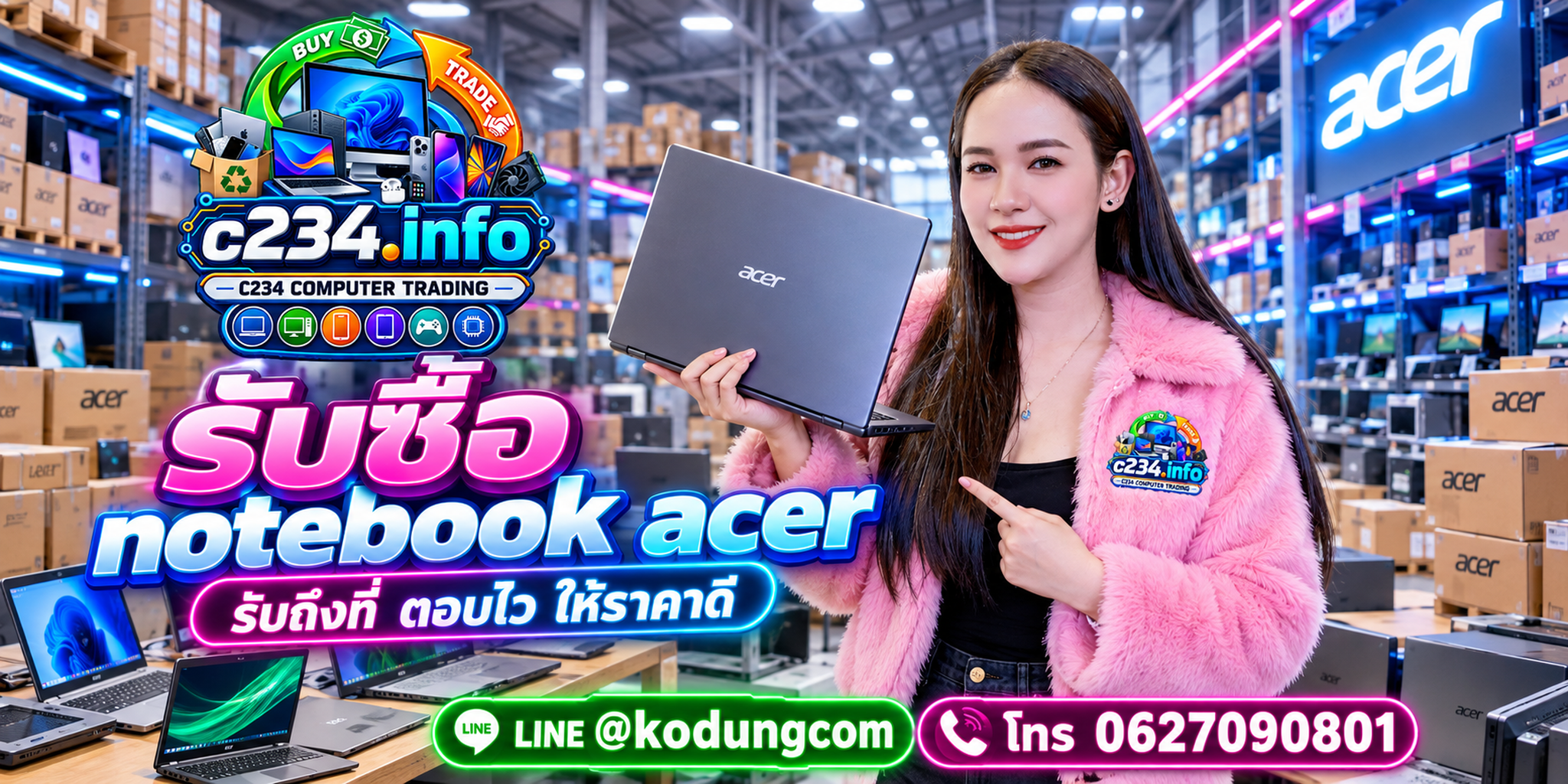 C234 Computer Trading รับซื้อ Notebook Acer ติดต่อ LINE @kodungcom โทร 062-7090801